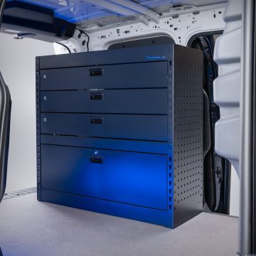 Bedrijfswageninrichting - 105 x 39 x 99 cm - Ladekast + 3 afsluitbare lades & 1 klepvak
