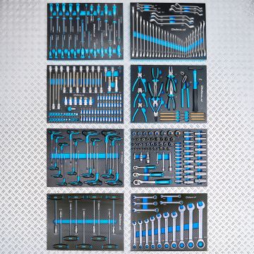 Gereedschapsset 297-delig in carbon look softmodules - voor 8 lades