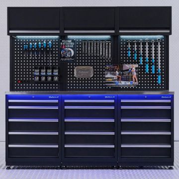 Werkplaatsinrichting PREMIUM RVS met 3 ladekasten - 204 cm