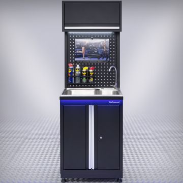 Werkplaatsinrichting PREMIUM met RVS gootsteen + gatenbord en hangkast