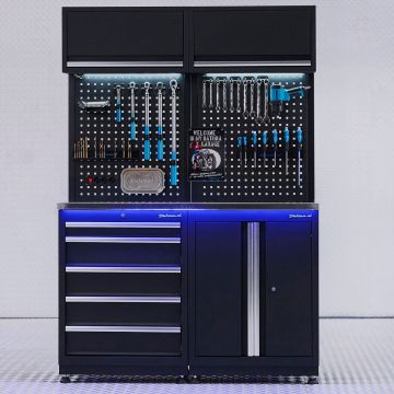 Werkplaatsinrichting PREMIUM RVS met deuren- en ladekast - 135 cm