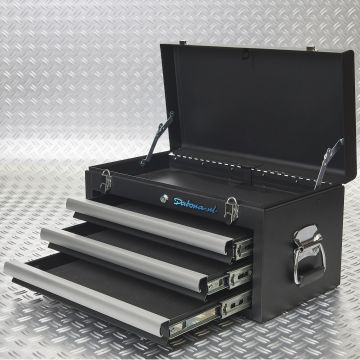 HOTECHE Roestvrijstalen Gereedschapskoffer 41x21,5x18,5 Cm - Lege Tool Box Met Transparante Deksel