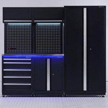 Werkplaatsinrichting PREMIUM RVS met lade en deurenkast - 225 cm