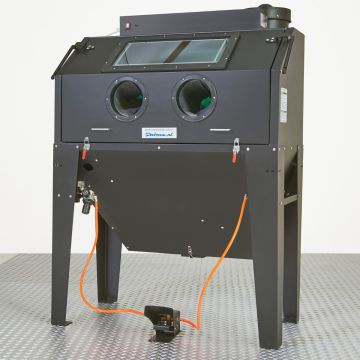 Straalcabine met voordeur en afzuiging - 420 liter + externe afzuiging