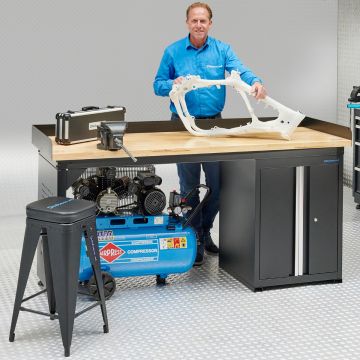Werkbank 200 cm 1 kast deuren bamboe