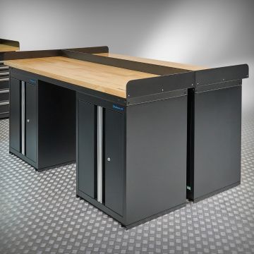 Werkbank PRO eiken - 4 opbergkasten - 200 cm - zwart