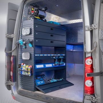 Bedrijfswageninrichting 105 x 39 x 145 cm - Ladekast + 3 afsluitbare lades & 1 klepvak