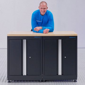 Basic werkbank met eikenhouten werkblad - 136 cm