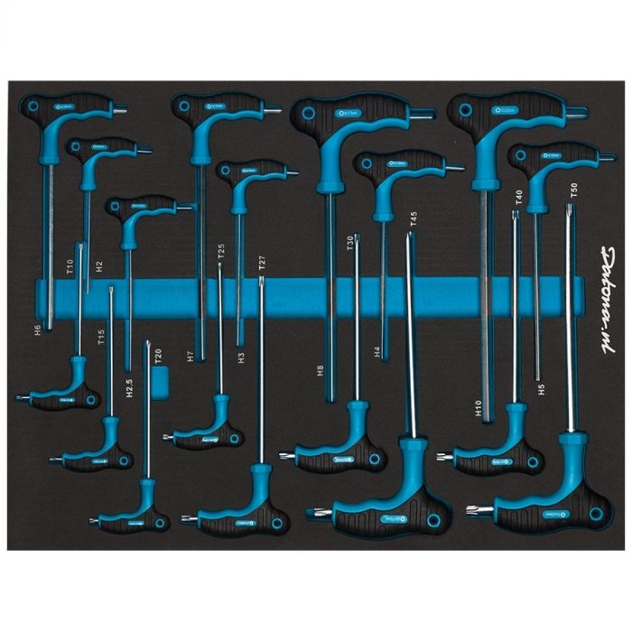 18-delige inbus- en torxsleutelset met T-greep in "PRO" softmodule-16