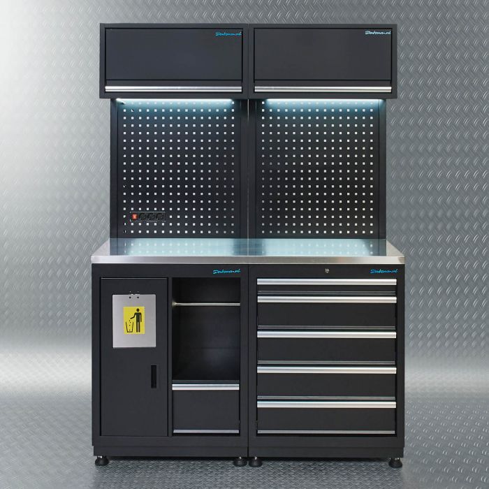 Werkplaatsinrichting PREMIUM met RVS werkblad 225 cm breed-3