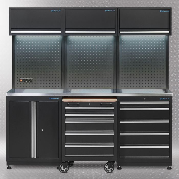 Werkplaatsinrichting PREMIUM met RVS werkblad 204 cm breed-1