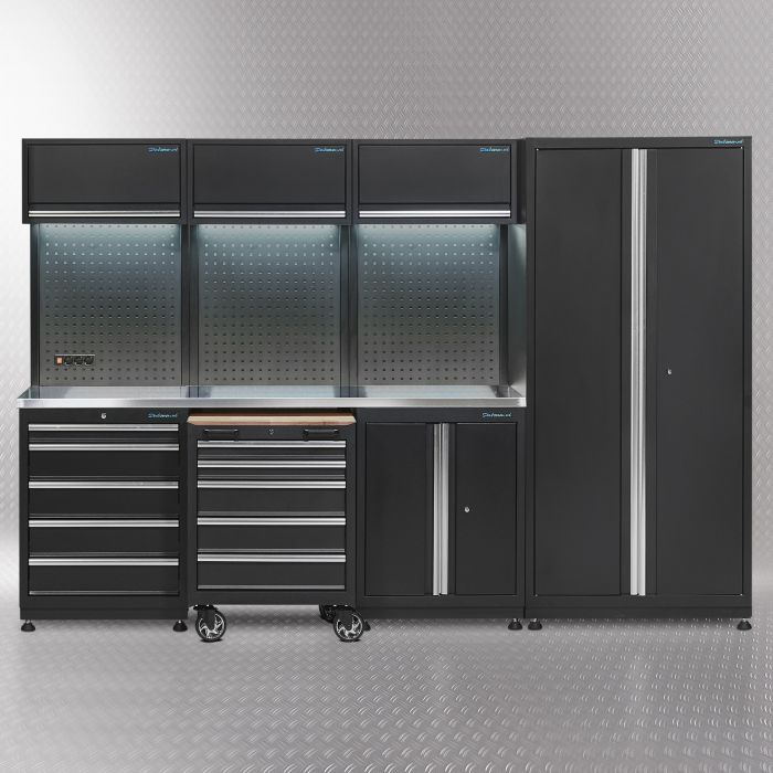 Werkplaatsinrichting PREMIUM met RVS werkblad 300 cm breed-1