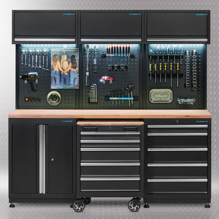 Werkplaatsinrichting PREMIUM met eiken werkblad en extra brede lades - 340 cm breed-15