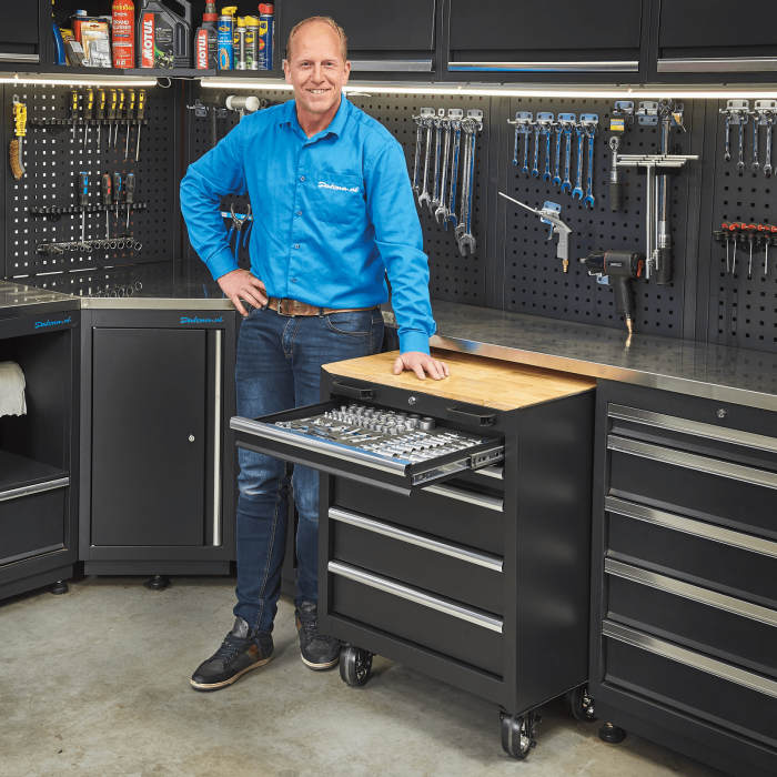 Gereedschapswagen 5 laden met houten werkblad-3
