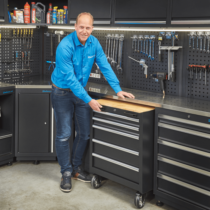 Gereedschapswagen 5 laden met houten werkblad-13