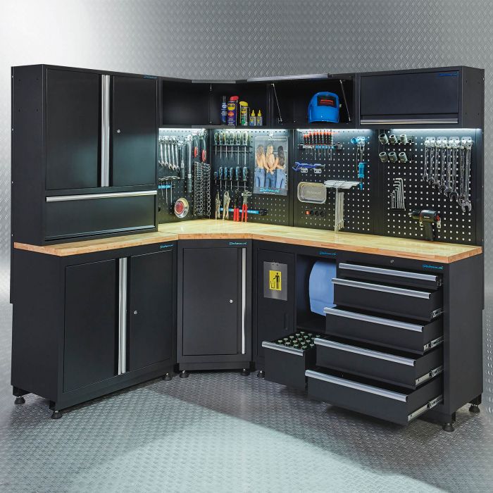 Werkplaatsinrichting PREMIUM met eiken werkblad 410 cm breed-1