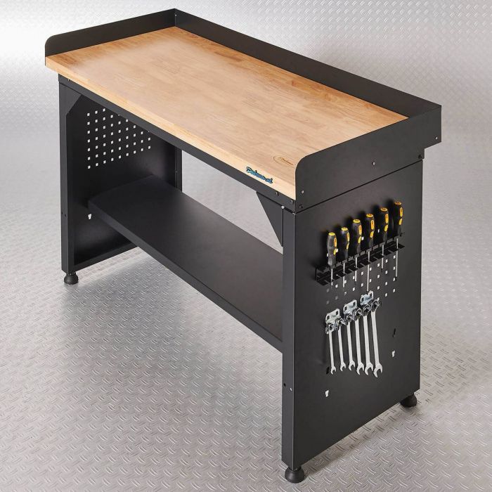 Werkbank PRO - bamboe werkblad - legbord - 150 cm - zwart-1
