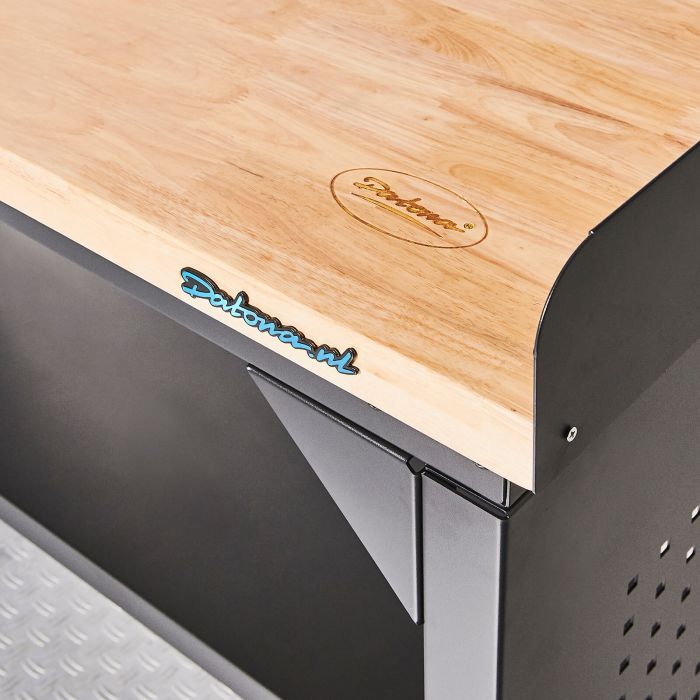 Werkbank PRO - eiken werkblad - legbord - 150 cm - zwart-10