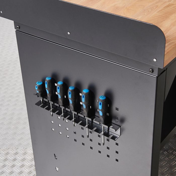 Werkbank PRO - eiken werkblad - legbord - 150 cm - zwart-9