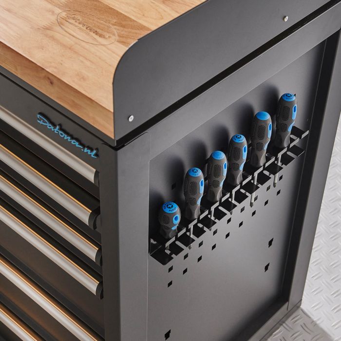 Werkbank PRO - eiken werkblad - 18 lades - 200 cm - zwart-17