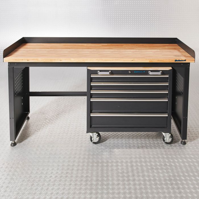 Werkbank PRO - eiken werkblad - gereedschapswagen - 200 cm - zwart-19