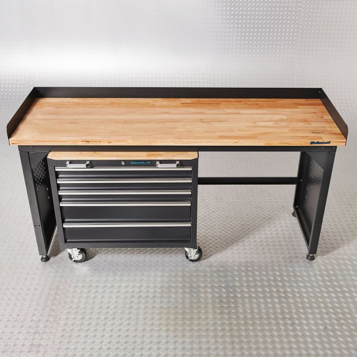 Werkbank PRO - eiken werkblad - gereedschapswagen - 200 cm - zwart-7