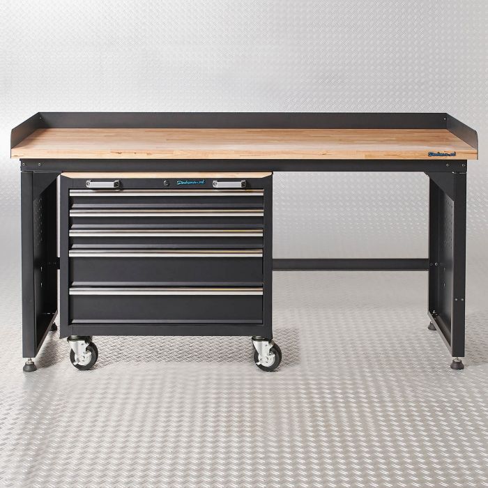 Werkbank PRO - eiken werkblad - gereedschapswagen - 200 cm - zwart-10