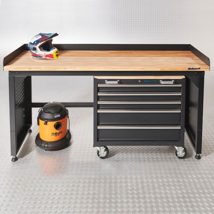 Werkbank PRO - eiken werkblad - gereedschapswagen - 200 cm - zwart-14
