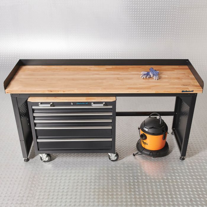 Werkbank PRO - eiken werkblad - gereedschapswagen - 200 cm - zwart-15