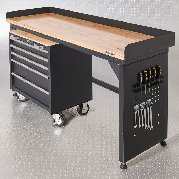 Werkbank PRO - eiken werkblad - gereedschapswagen - 200 cm - zwart-3