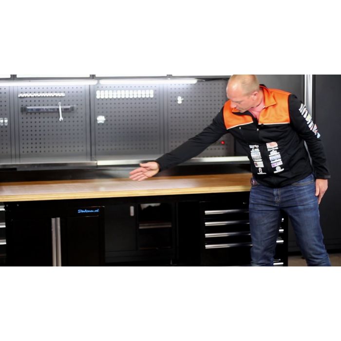 Werkbank PRO - eiken werkblad - gereedschapswagen - 200 cm - zwart-5