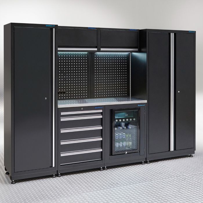 Werkplaatsinrichting PREMIUM RVS werkblad met koelkast – 285 cm breed-12