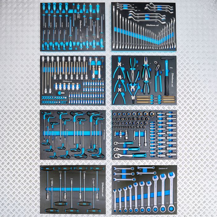 Gereedschapsset 297-delig in carbon look softmodules - voor 8 lades
