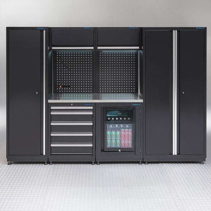 Werkplaatsinrichting PREMIUM RVS werkblad met koelkast – 285 cm breed-21