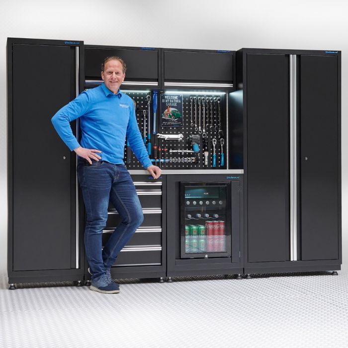 Werkplaatsinrichting PREMIUM RVS werkblad met koelkast – 285 cm breed-3