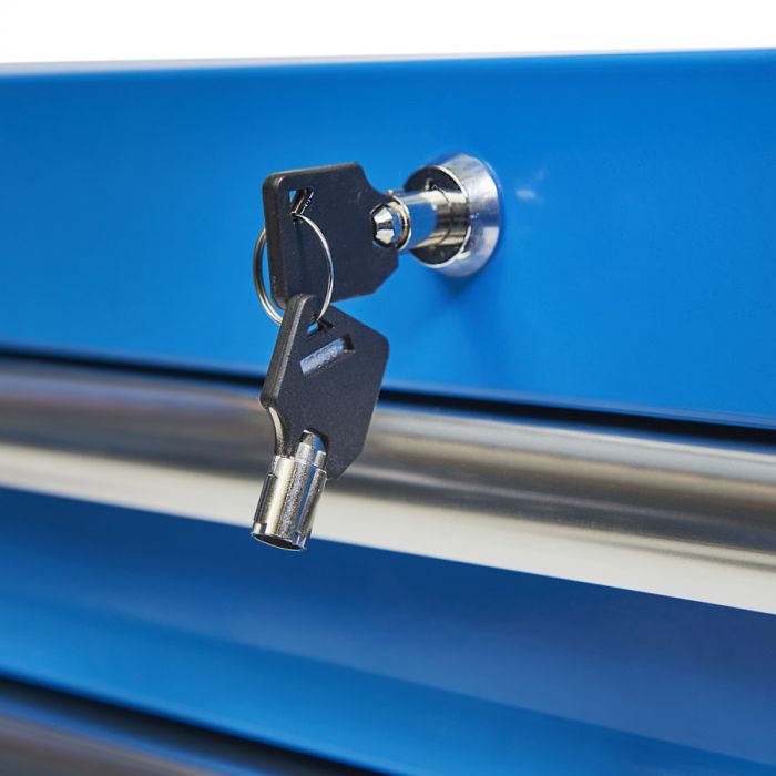 Werkbank PRO bamboe - 6 lades - opbergkast - 200 cm - blauw-29