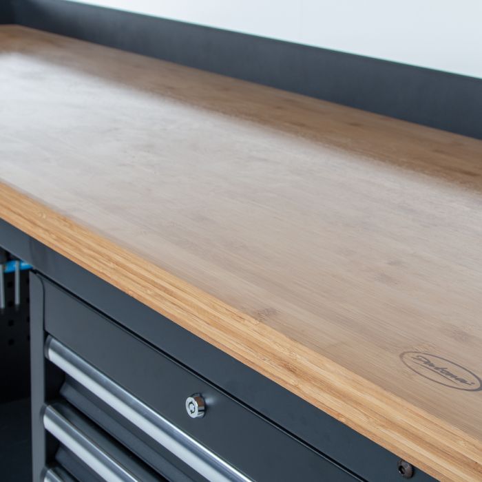 Werkbank PRO - eiken werkblad - 12 lades - 200 cm - zwart-23
