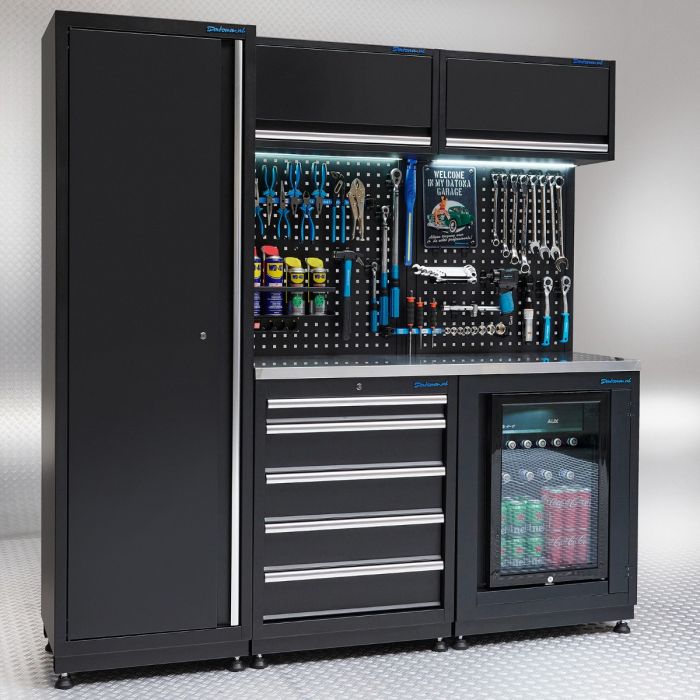 Werkplaatsinrichting PREMIUM RVS werkblad met koelkast – 285 cm breed-40