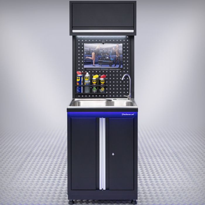 Werkplaatsinrichting PREMIUM met RVS gootsteen + gatenbord en hangkast