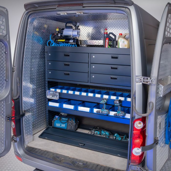 Bedrijfswageninrichting 158 x 39 x 145 cm - Ladekast + 6 afsluitbare lades + 1 klepvak