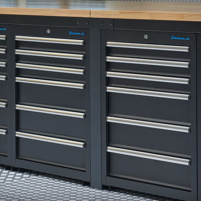 Werkbank PRO – eiken werkblad – 36 lades – 400 cm – zwart-8