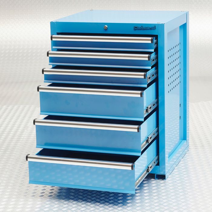 Werkbank PRO bamboe - 6 lades - opbergkast - 200 cm - blauw-17