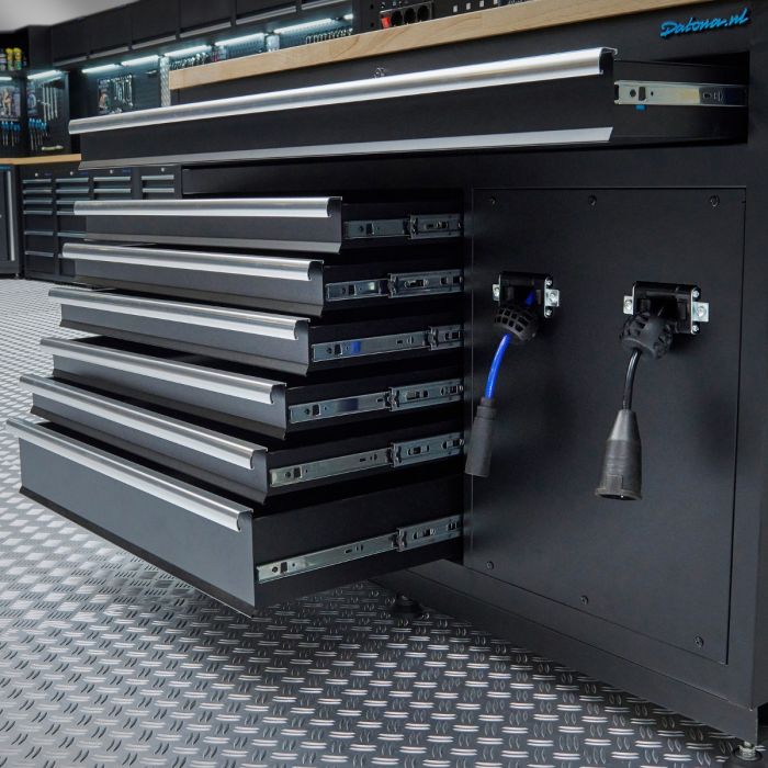 Werkplaatsinrichting PREMIUM met eiken werkblad en extra brede lades - 340 cm breed-21