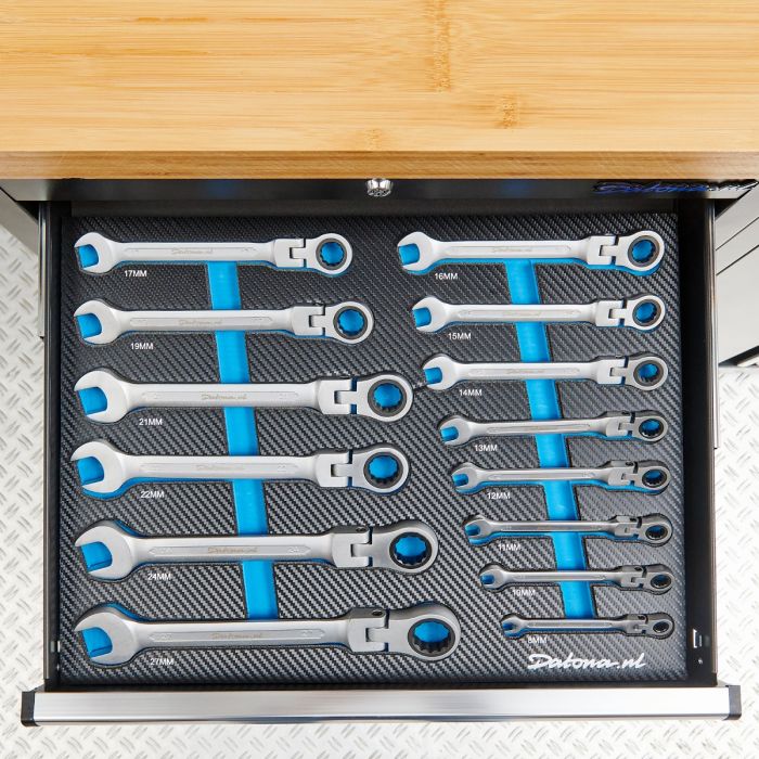 Ringratel-steeksleutelset met kantelbare kop-2
