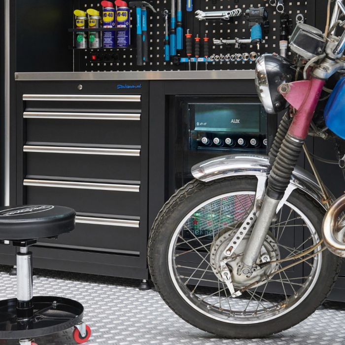 Werkplaatsinrichting PREMIUM RVS werkblad met koelkast – 285 cm breed-25