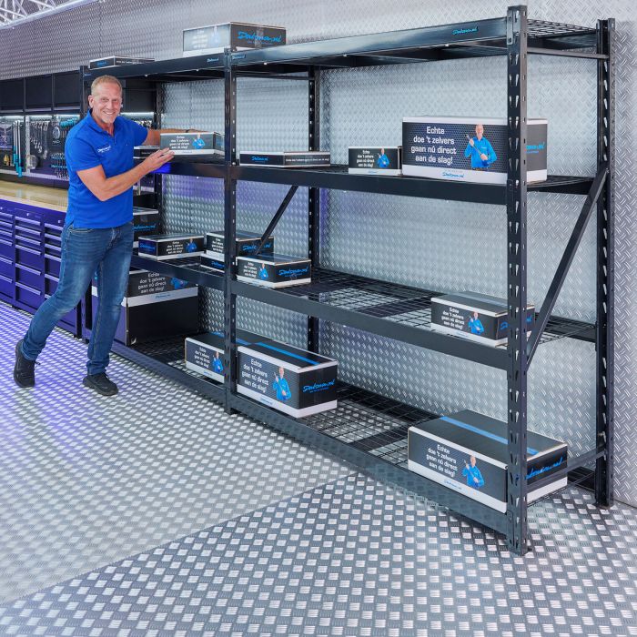 Magazijnstelling met 8 verstelbare legborden - 392 cm