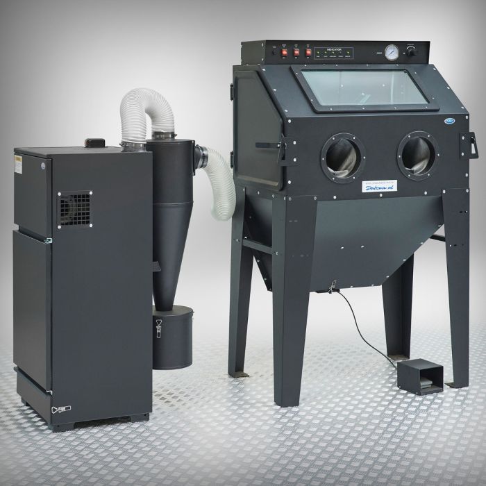 Straalcabine met afzuiging - 350 liter + externe afzuiger