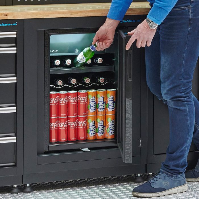 Werkplaatsinrichting PREMIUM eiken werkblad met koelkast – 294 cm breed-2