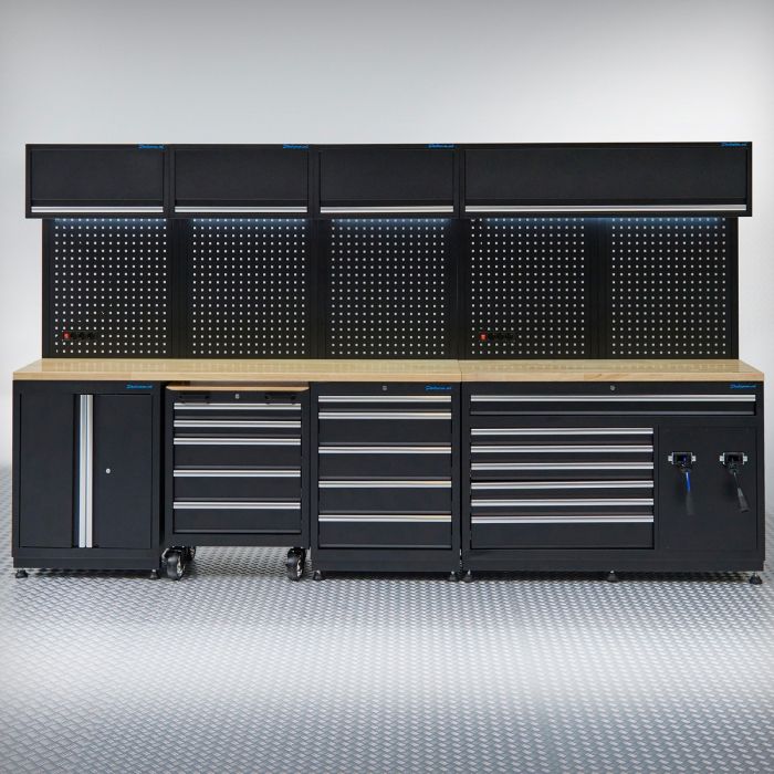 Werkplaatsinrichting PREMIUM met eiken werkblad en extra brede lades - 340 cm breed-5