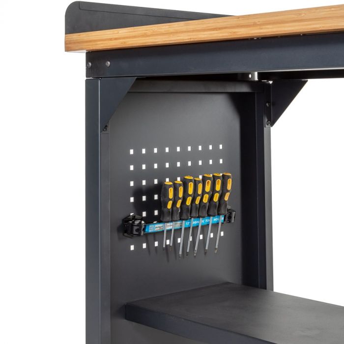 Werkbank PRO - eiken werkblad - legbord - 150 cm - zwart-8